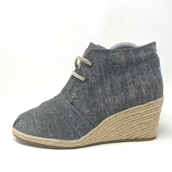 Toms Canvas Wedge Denim Grey Womens 9 - Picture 4 of 8